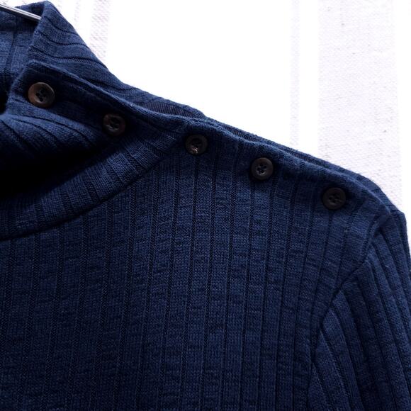 MASSIMO DUTTI Soft Knit Sweater Pullover Base Layer Navy Blue Mock Neck Sz Small - Picture 5 of 6